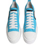 Dolce & Gabbana Blue White Canvas Logo Low Top Sneakers Shoes