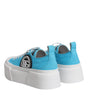 Dolce & Gabbana Blue White Canvas Logo Low Top Sneakers Shoes