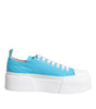 Dolce & Gabbana Blue White Canvas Logo Low Top Sneakers Shoes