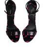 Sandales à talons Dolce &amp; Gabbana en cuir noir fuchsia DG
