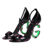 Sandales à talons Dolce &amp; Gabbana en cuir noir fuchsia DG