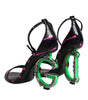 Sandales à talons Dolce &amp; Gabbana en cuir noir fuchsia DG