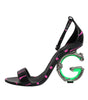 Sandales à talons Dolce &amp; Gabbana en cuir noir fuchsia DG