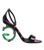 Sandales à talons Dolce &amp; Gabbana en cuir noir fuchsia DG