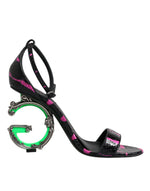Sandales à talons Dolce &amp; Gabbana en cuir noir fuchsia DG