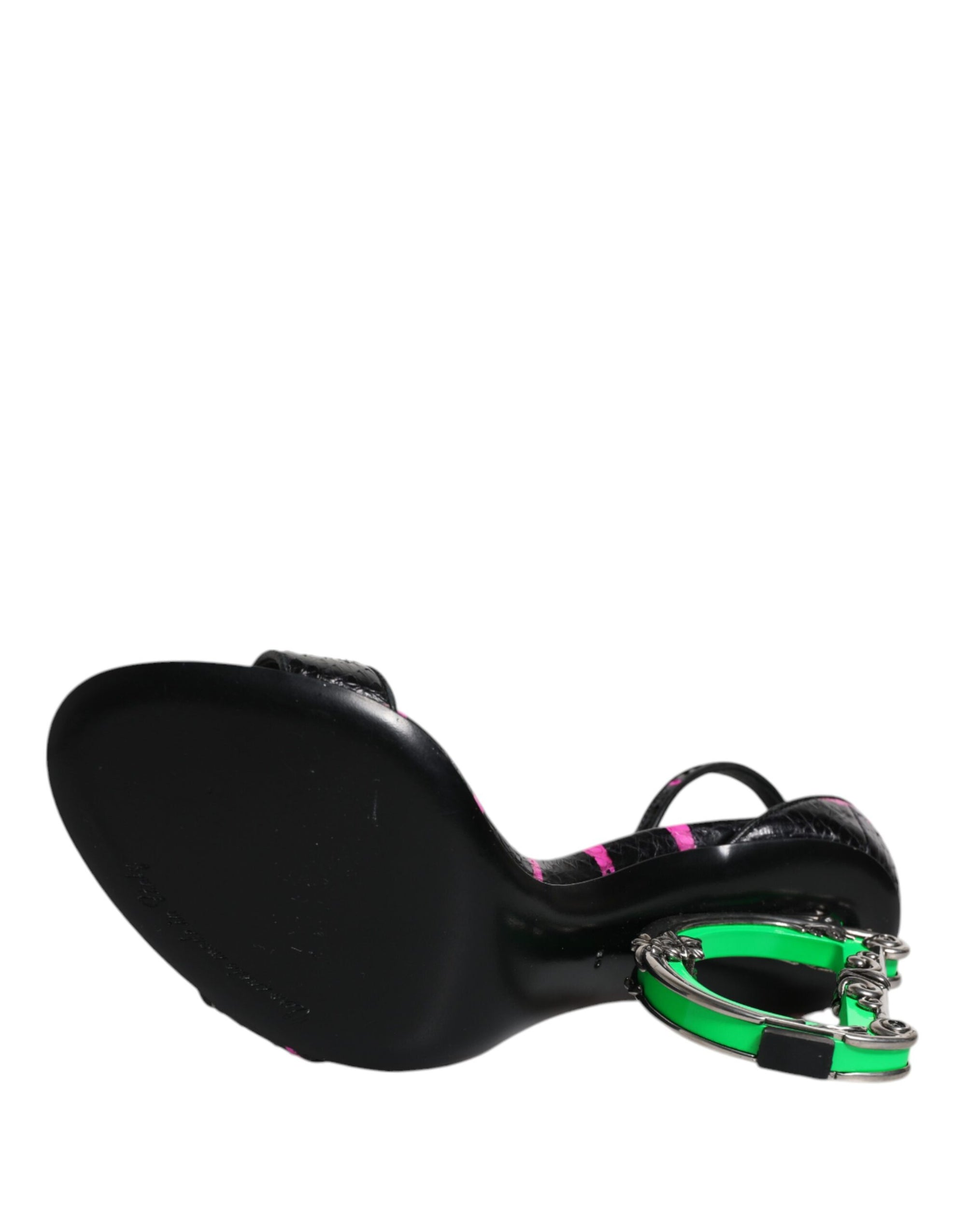 Sandales à talons Dolce &amp; Gabbana en cuir noir fuchsia DG