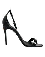 Sandales à talons et bride cheville Dolce &amp; Gabbana noires KEIRA