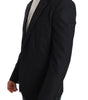 Dolce &amp; Gabbana Elegant Slim Fit Striped Wool Silk Blazer