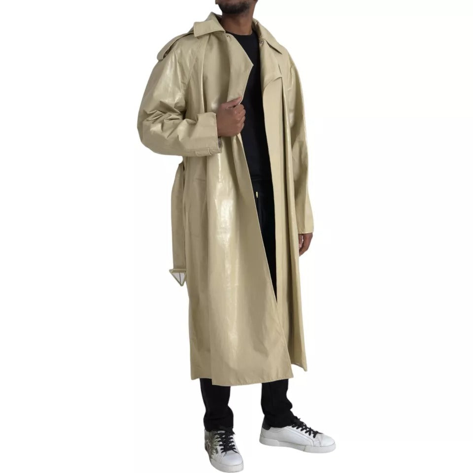 Trench-coat en cuir d'agneau beige Bottega Veneta