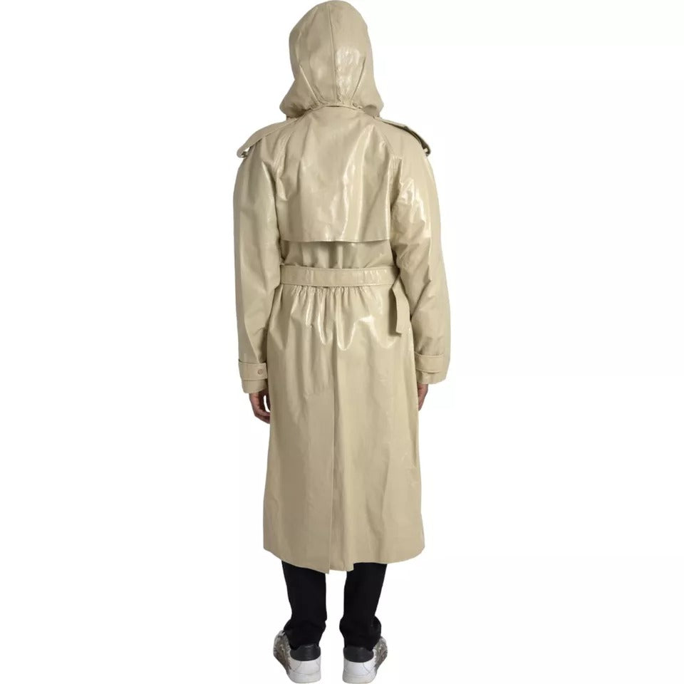 Trench-coat en cuir d'agneau beige Bottega Veneta