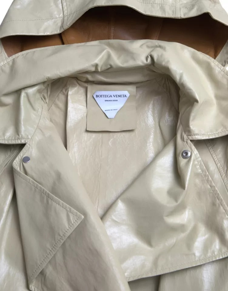 Trench-coat en cuir d'agneau beige Bottega Veneta