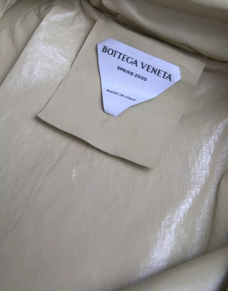 Trench-coat en cuir d'agneau beige Bottega Veneta