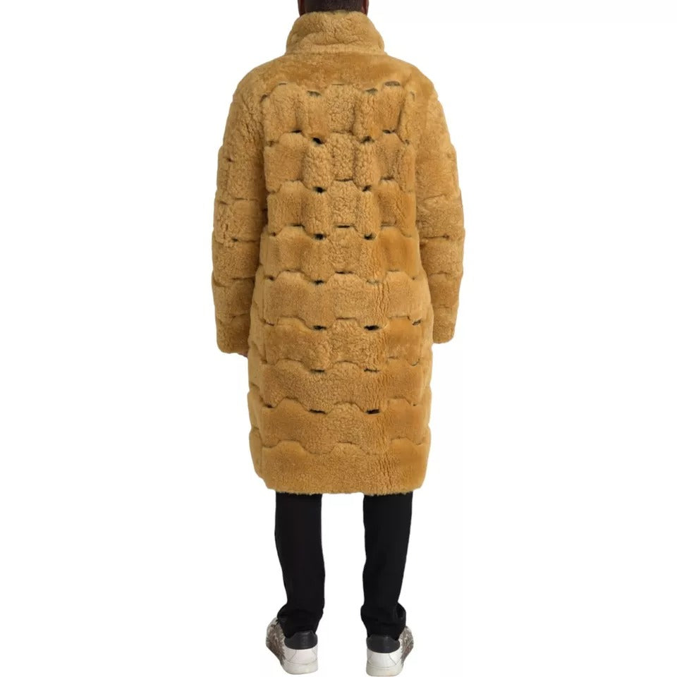 Bottega Veneta - Manteau long en laine jaune Teddy
