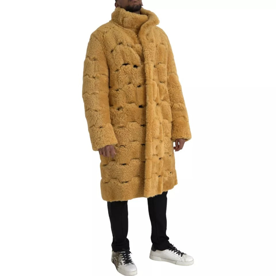 Bottega Veneta - Manteau long en laine jaune Teddy