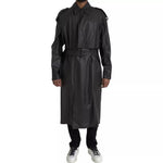 Bottega Veneta Trench-coat imperméable en cuir noir pour homme