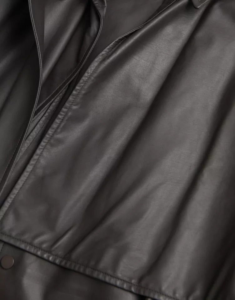Bottega Veneta Trench-coat imperméable en cuir noir pour homme