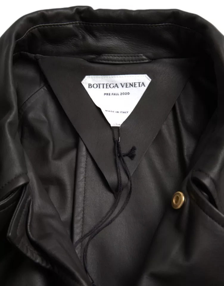 Bottega Veneta Trench-coat imperméable en cuir noir pour homme