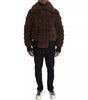 Bottega Veneta Manteau en peau lainée d'agneau marron