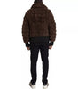 Bottega Veneta Manteau en peau lainée d'agneau marron