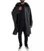 Trench-coat à capuche en cuir noir Bottega Veneta pour homme