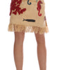 Dolce & Gabbana Crystal Beige Palm Fiber Skirt