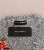 Dolce & Gabbana Silver Cardigan Floral Applique Sweater