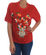 Dolce &amp; Gabbana - Élégant chemisier en soie rouge orné de cristaux