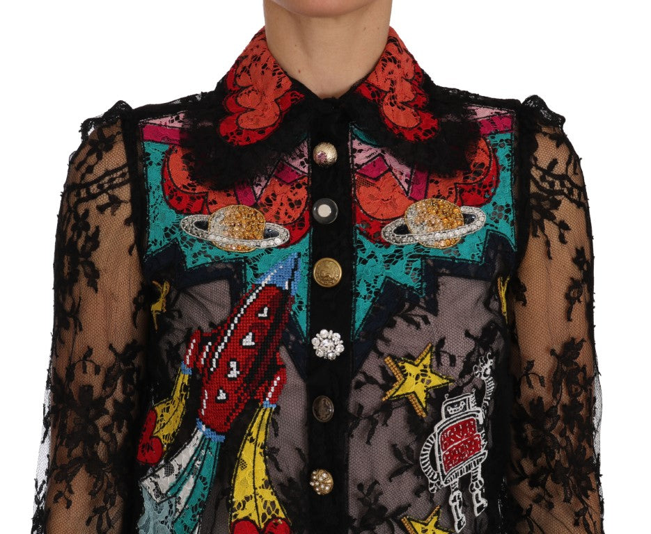 Chemisier Dolce &amp; Gabbana en dentelle florale brodée de cristaux