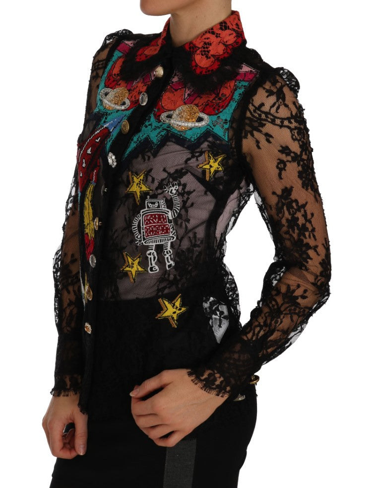 Chemisier Dolce &amp; Gabbana en dentelle florale brodée de cristaux