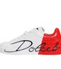 Dolce & Gabbana White Red Portofino Low Top Sneakers Shoes