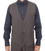 Dolce & Gabbana Brown Striped Stretch Dress Vest