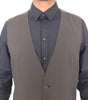 Dolce & Gabbana Brown Striped Stretch Dress Vest