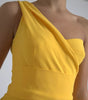 Dolce & Gabbana Yellow One Shoulder Side Slit Midi Dress