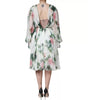 Dolce & Gabbana White Silk Floral Print A-line Midi Dress