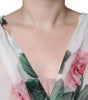 Dolce & Gabbana White Silk Floral Print A-line Midi Dress