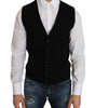 Dolce & Gabbana Black Cotton Dress Woven Waistcoat