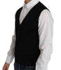 Dolce & Gabbana Black Cotton Dress Woven Waistcoat