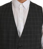 Dolce & Gabbana Gray Wool STAFF Checkered Stretch Vest