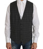 Dolce & Gabbana Gray Wool STAFF Checkered Stretch Vest