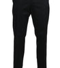 Dolce & Gabbana Black Cotton Brocade Formal Trousers Pants