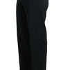 Dolce & Gabbana Black Cotton Brocade Formal Trousers Pants