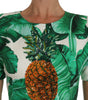 Dolce & Gabbana A-Line Banana Leaf Pineapple Crystal Dress