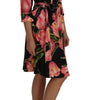 Dolce & Gabbana Black Pink Tulip Print Stretch Shift Dress