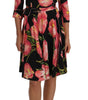 Dolce & Gabbana Black Pink Tulip Print Stretch Shift Dress