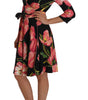 Dolce & Gabbana Black Pink Tulip Print Stretch Shift Dress