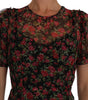 Dolce & Gabbana Black Floral Roses A-Line Shift Gown