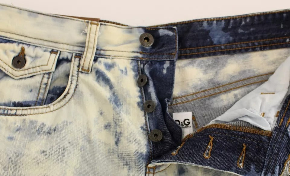 Short en jean délavé en coton bleu D&G Dolce & Gabbana