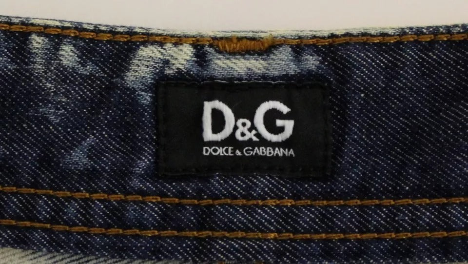 Short en jean délavé en coton bleu D&G Dolce & Gabbana