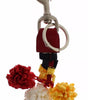 Dolce & Gabbana Silver Brown Raffia Leather Clasp Finder Chain Keyring