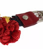 Dolce & Gabbana Silver Brown Raffia Leather Clasp Finder Chain Keyring